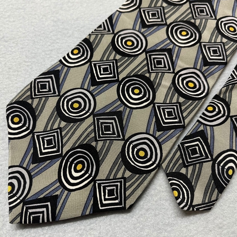 Grateful Dead Alaska Getaway Fifth Set Silk Tie Grey Geometric Vintage 1996 USA